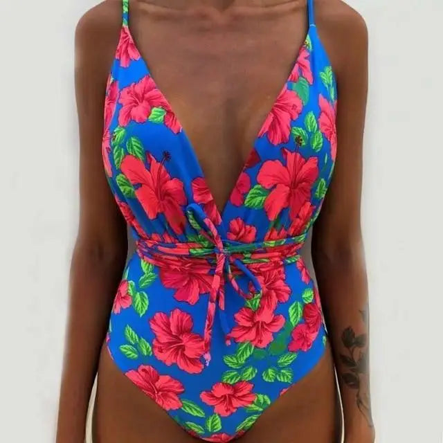 New Siamese sexy slim print swimming suit swimsuit bikini manufacturers spot swimwear wholesale Printed one-piece swimsuit