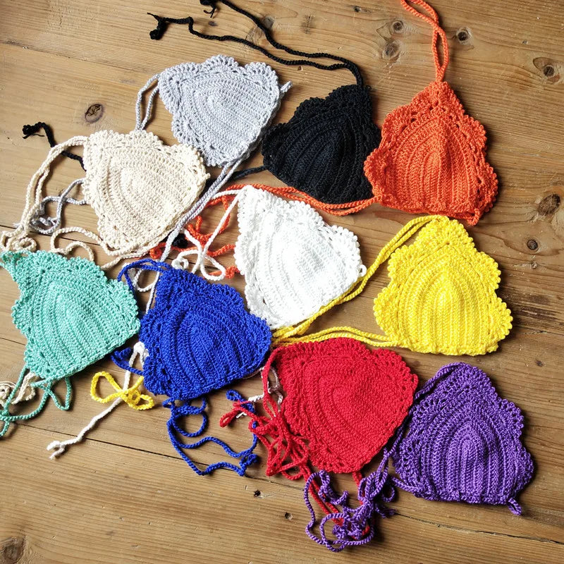 11 Color Beach Crochet Bikini Tops Summer Swimwear Honeymoon Hippy Bra Swimming Pools Spas Yacht Surf