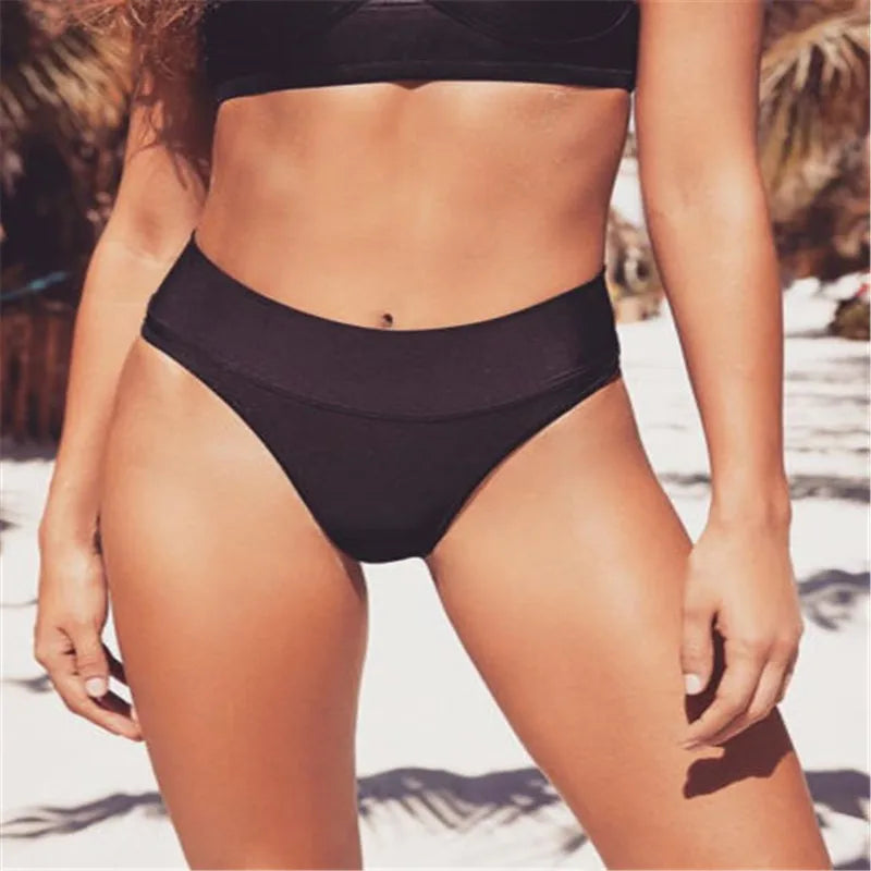 Summer Swimsuit Women Bikini Bottom Bityoms Thongs High Waist Swimwear Bathing Suit Beach Swim Briefs