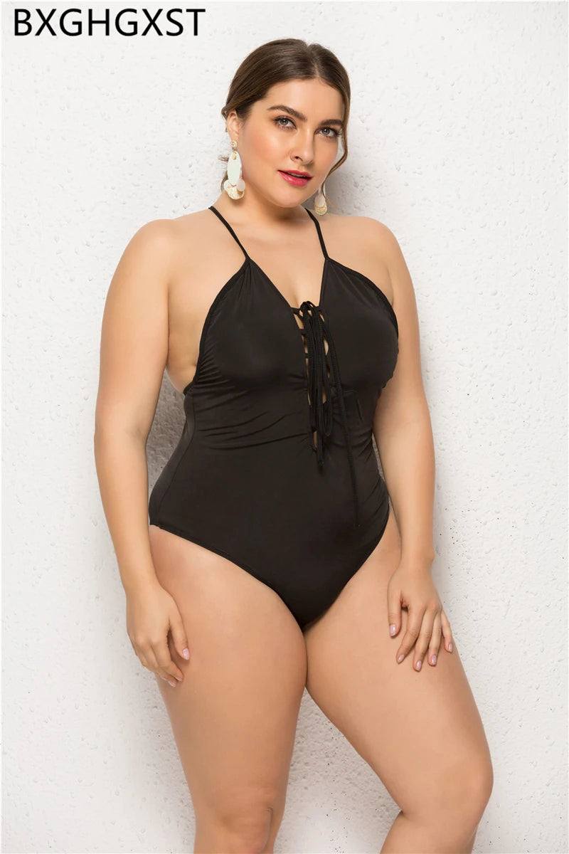 Plus Size Swimsuit One Piece Bikini 2024 Black Swimsuit Women Large Size Monokini Sexy Onepiece Swimsuit Sexy Купальник 5xl 수영복