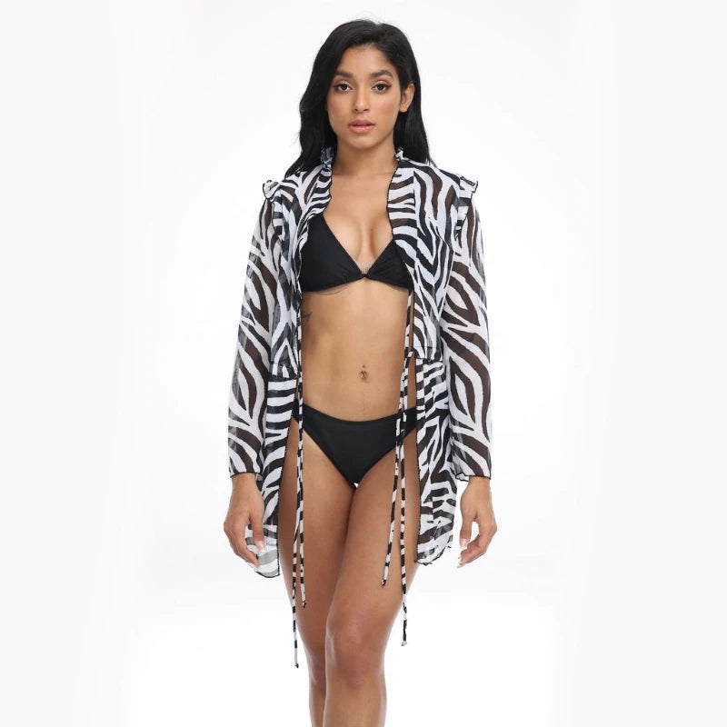 2024 New Womens Summer Bikini Cover-ups Sexy Semi-Sheer Swimsuits Coverup Beach Dress-Swimwear Casual Loose Beachwear with Belt