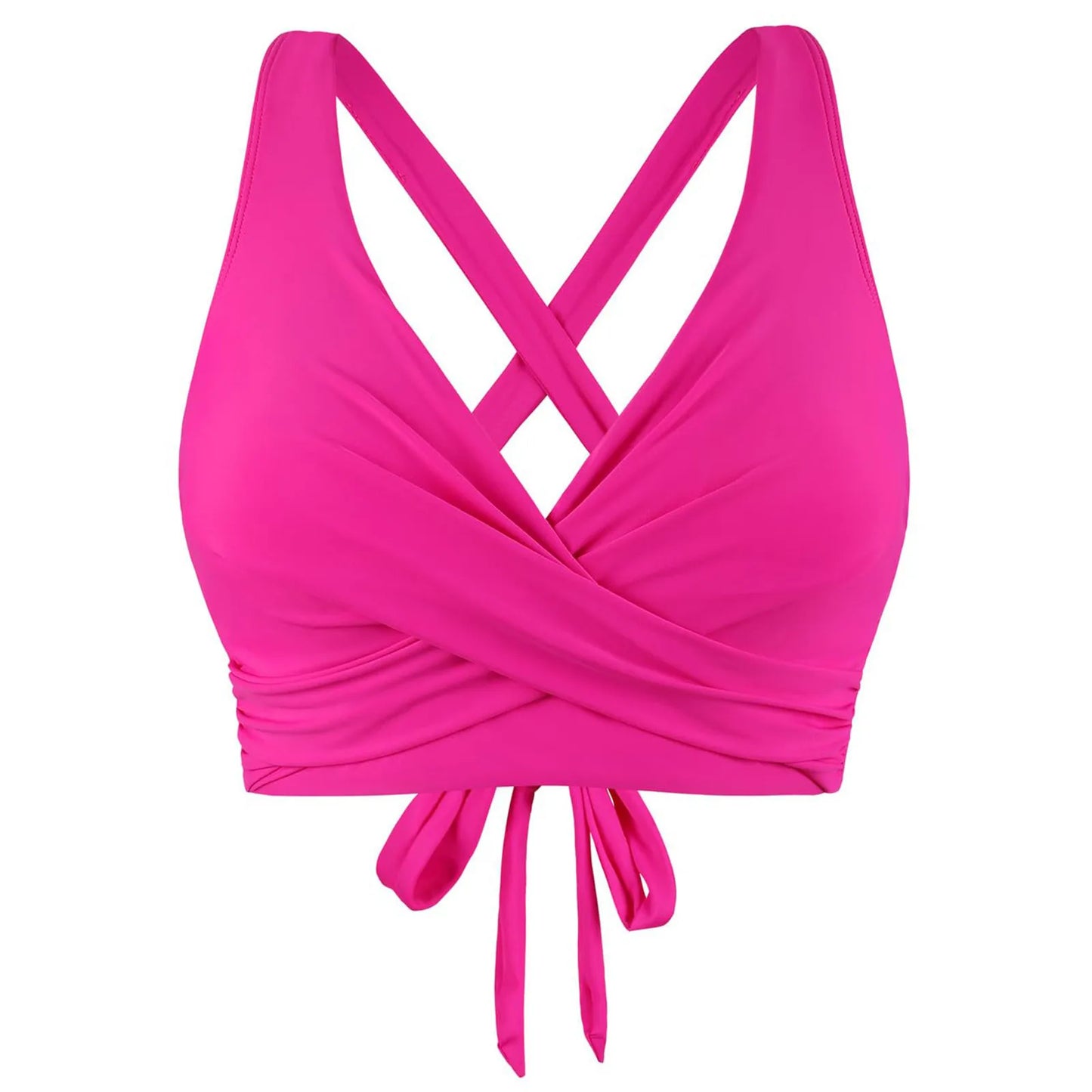 Women Lace Up Swimwear Bikini Tops Brazilian Sexy Cross Ruched Push Up Bandage Crop Top Tie Back Beach Bathing Suit Bra Summer