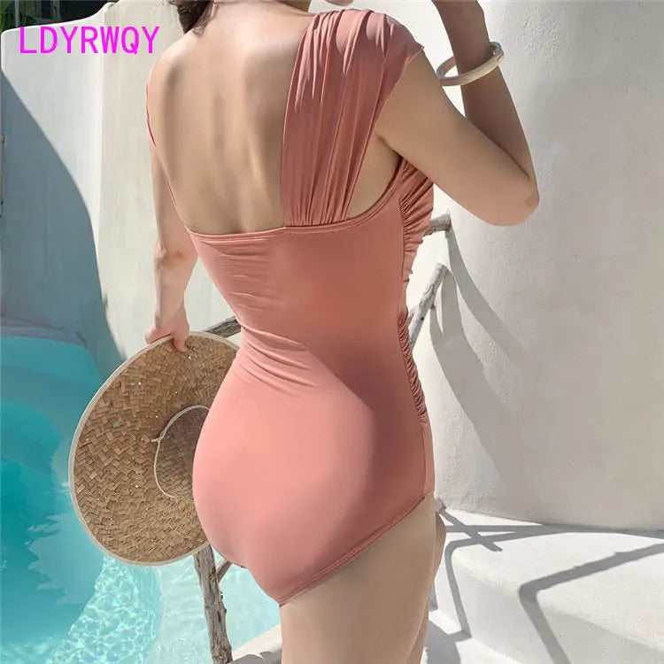 one-piece swimsuit women gather conservatively, cover their  hot spring holiday swimsuit women bikini.