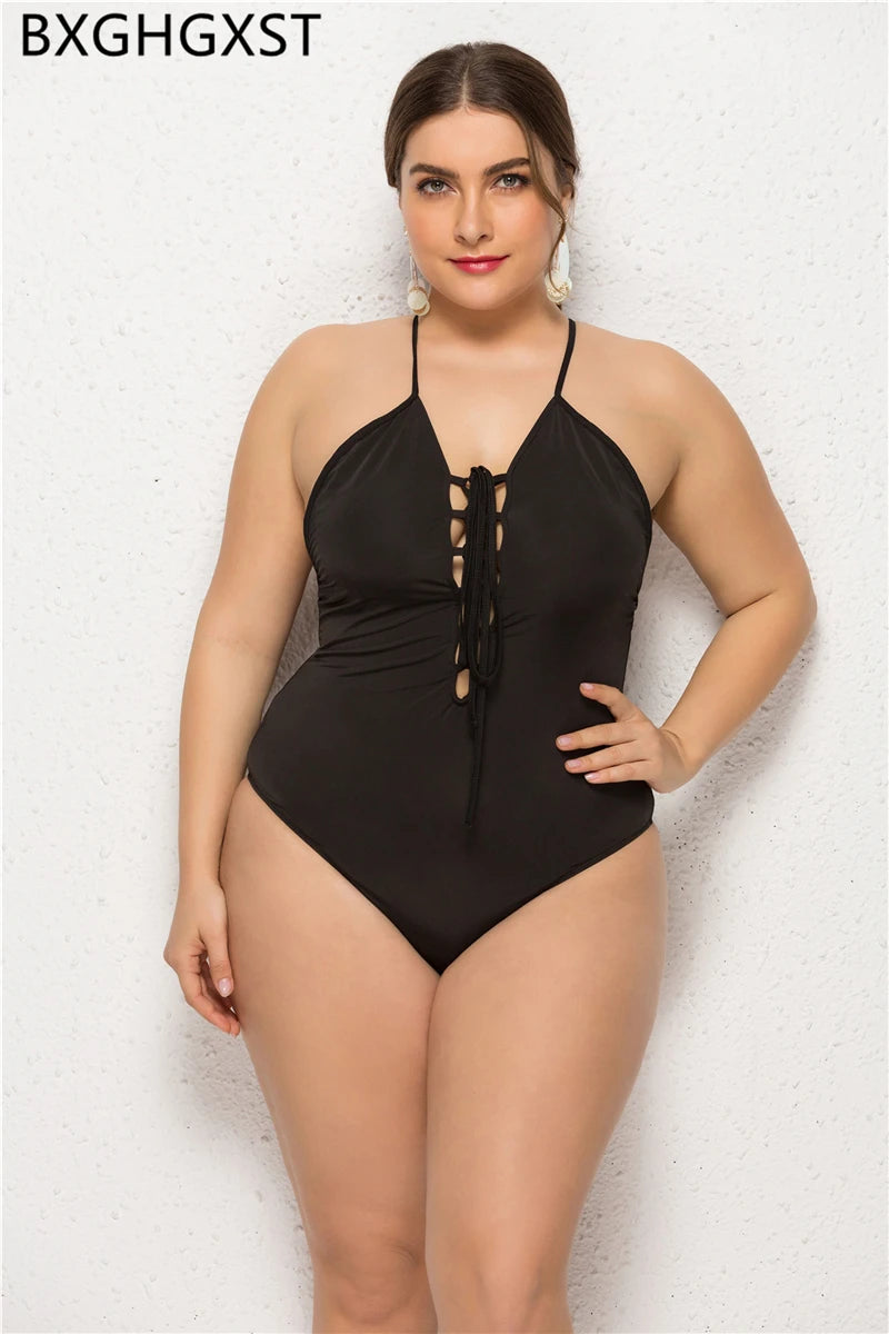 Plus Size Swimsuit One Piece Bikini 2024 Black Swimsuit Women Large Size Monokini Sexy Onepiece Swimsuit Sexy Купальник 5xl 수영복