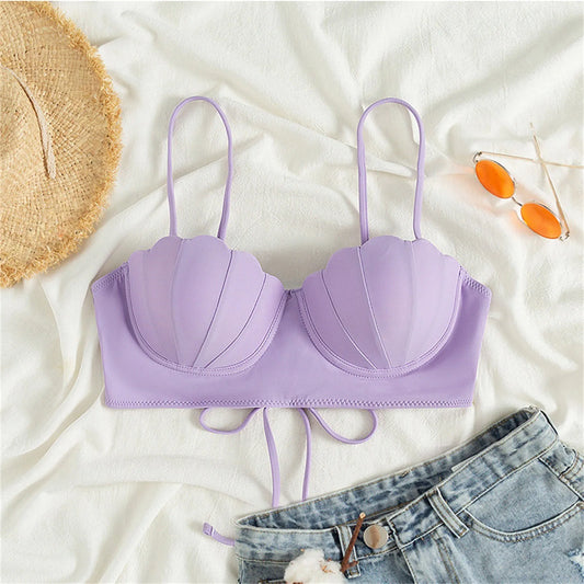 Sexy Strappy Seashell Bikini Top Push Up Bathing Suit Swim Tops Two-Piece Swimwear Bra Monokini Crop Top