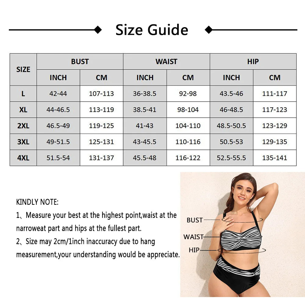 High Waist Bikini 2022 Push Up Swimsuit Women Plus Size Swimwear Female Stripe Bathing Suit Bathers Biquine 4XL