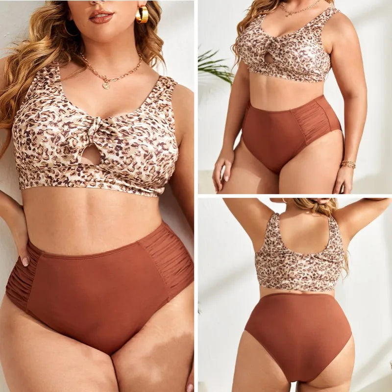 2024 Sexy Woman Swimwear High Waisted Bathing Suit Push Up Two-piece Set New Swimsuit Bikini Plus Size LEOPARD Swimming Clothing