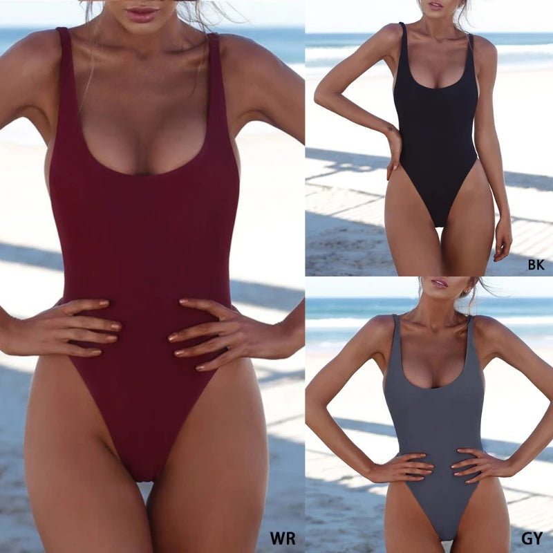 Sexy One Piece Swimsuit Solid Female Black Swimwear Women Backless White Brazilian Monokini Bathing Suit XL купальник женский