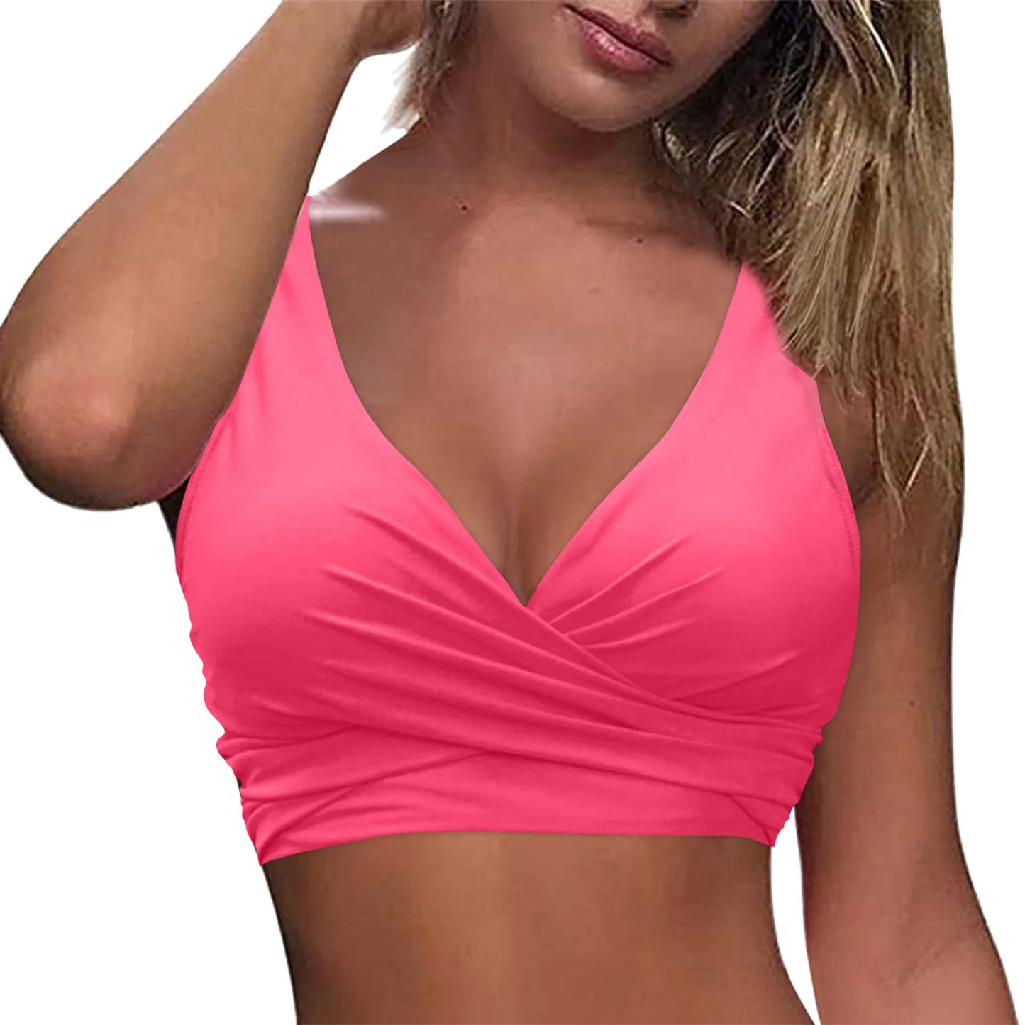 Women Lace Up Swimwear Tops Underwire Full Coverage Bikini Top Push Up Swim Crop Top Tie Back Bathing Suit Woman Swimsuits 수영복