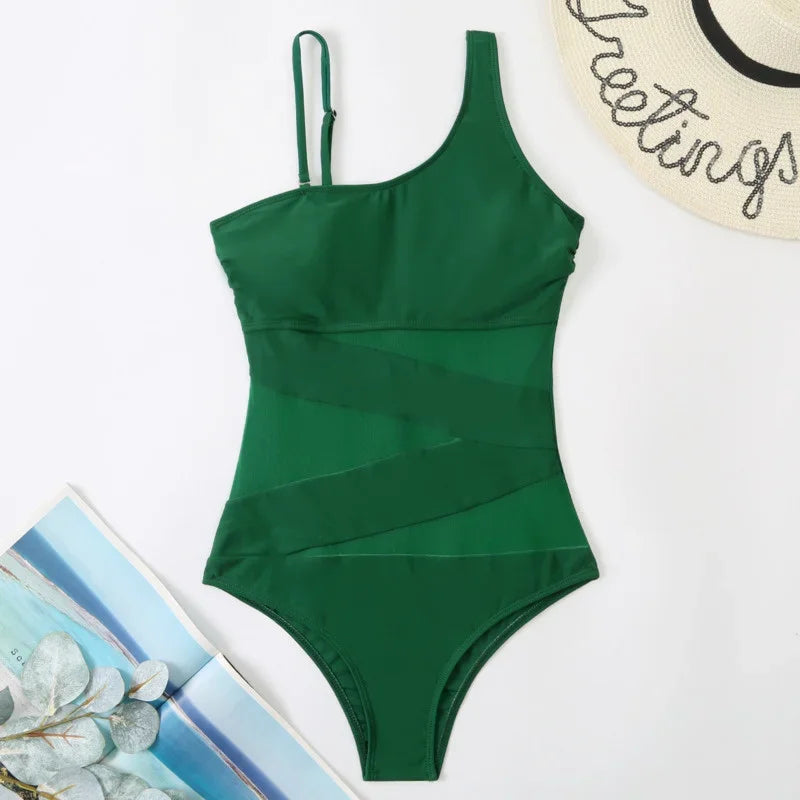 Women Swimsuit Sexy Net One-Piece Large Size Swimwear Push Up  Plus Size  Closed Bodysuit Female Bathing Suit For Pool Beachwear