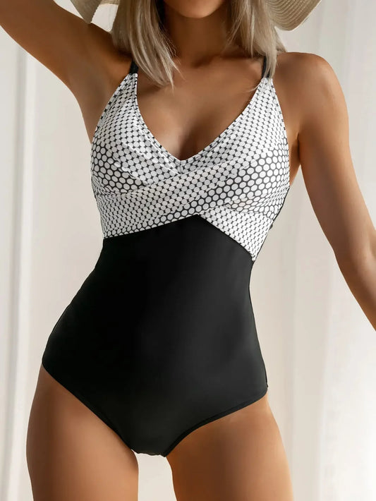 2024 Swimming Suit for Women One Piece Swimsuit Plus Size Swimwear Sexy Deep V-neck Bodysuit Bikini Thong Monokini Bathing Suit