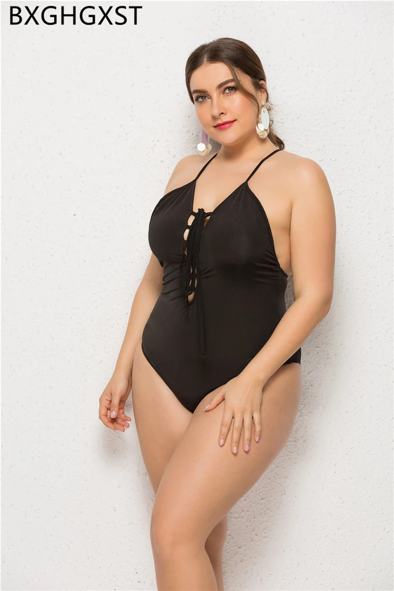 Plus Size Swimsuit One Piece Bikini 2024 Black Swimsuit Women Large Size Monokini Sexy Onepiece Swimsuit Sexy Купальник 5xl 수영복