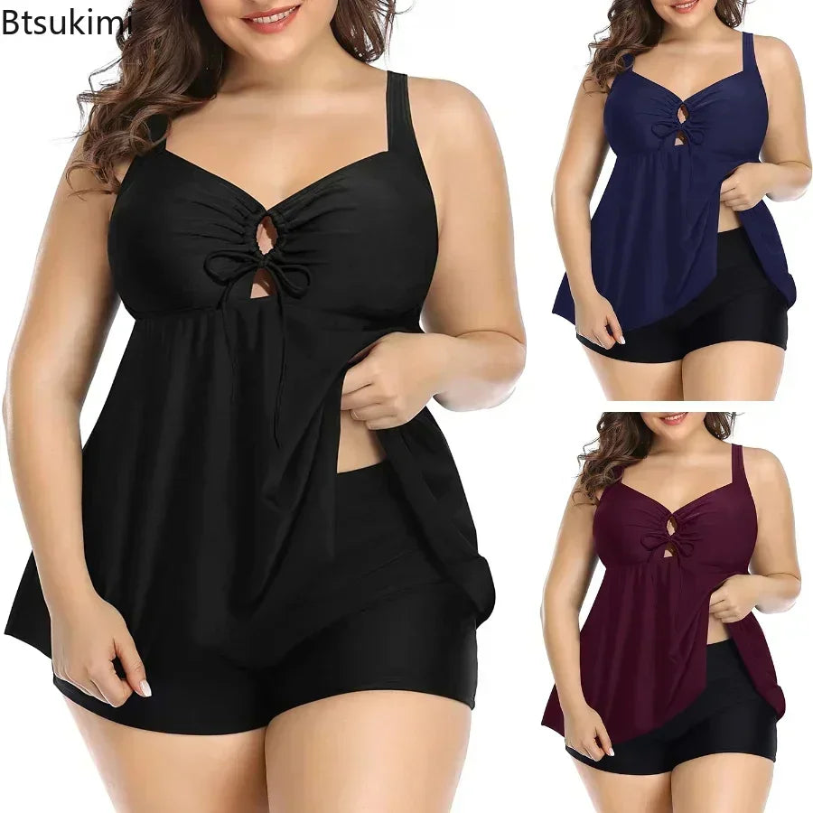 2024 Summer Bikini Tankini Swimsuits Women One Piece Swimsuit Plus Size Sexy Halter Skirt Shorts Female Bathing Suit Beachwear